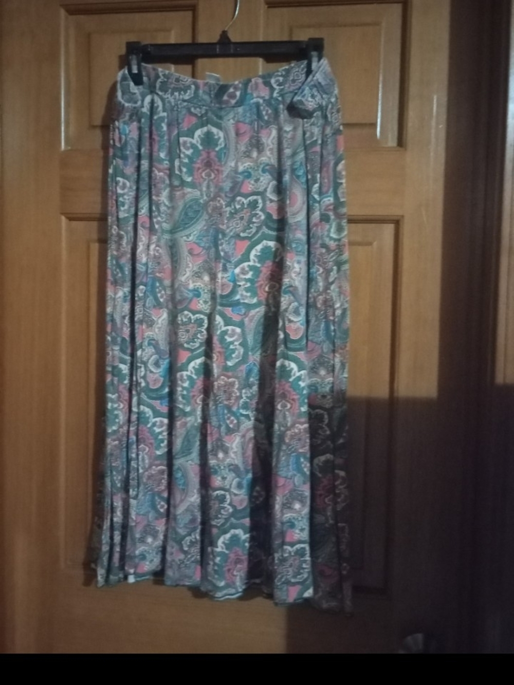 Flowing Paisley Maxi Skirt in Teal and Pink
